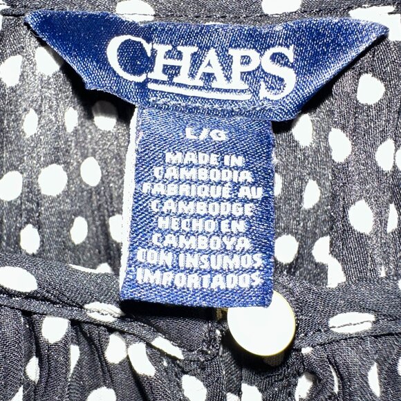 Ralph Lauren Chaps Women's Polka Dot Ruffle Blouse Size Large L - Picture 7 of 9